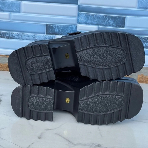 JADYROSE | BLACK MATTE LEATHER CHUNKY HEEL LOAFER SIZE 38/8 - Picture 9 of 14